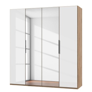 home24, home24 Drehtürenschrank Level 36 D II, MID.YOU Drehtürenschrank in eichefarben, weiss hochglanz , Level 36 D , Holzwerkstoff , 2 Fächer , 200x216x58 cm , Dekorfolie,Dekorfolie,Nachbildung , 001787024510