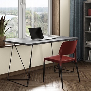 Temahome - Schreibtisch FLOW-105 - Holz - betongrau/schwarz - 140/75/75 cm