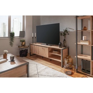 home24, home24 TV-Lowboard Denville, Calicosy - TV-Möbel mit 2 Türen und Nischen L160 cm Denver, One Size, Eiche