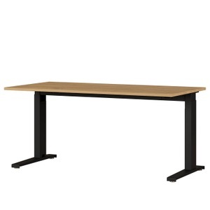 undefined, Schreibtisch Agenda, mech. höhenverstellbar, B 1600 x T 800 x H 670-870 mm, lichtgrau/silber, Schreibtisch Agenda - eiche/schwarz - Holzwerkstoff - 160/80/88 cm