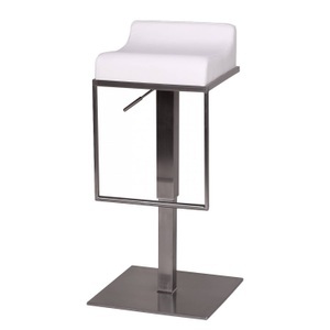 home24, home24 Barstuhl Blakely, MID.YOU Barhocker in weiss , Wl1.290 , Metall , 42x65x42 cm , gebürstet , 000850024401