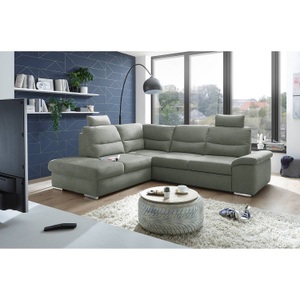 home24, home24 Ecksofa Caldwell, MID.YOU Ecksofa in webstoff grau , Alma , Textil, Holzwerkstoff , 257x218 cm , Webstoff , seitenverkehrt erhältlich, Schlafen auf Sitzhöhe, Rücken echt , 002220036102