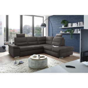 home24, home24 Ecksofa Caldwell, MID.YOU Ecksofa in webstoff anthrazit , Alma , Textil, Holzwerkstoff , 257x218 cm , Webstoff , seitenverkehrt erhältlich, Schlafen auf Sitzhöhe, Rücken echt , 002220036105