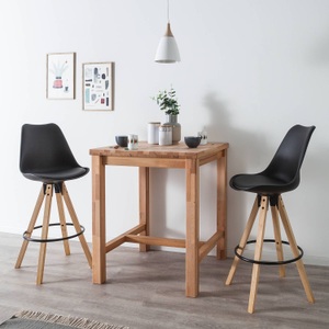 Moerteens, home24 Barstuhl Aledas I (2er-Set), Barhocker Giada Kunststoff Schwarz Sitzkissen Schwarz Eichegebeizt Ölbehandelt