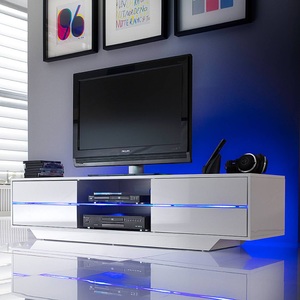Fredriks, home24 TV-Lowboard Claire, MCA furniture Lowboard »Blues«, mit LED Beleuchtung weiss hochglanz