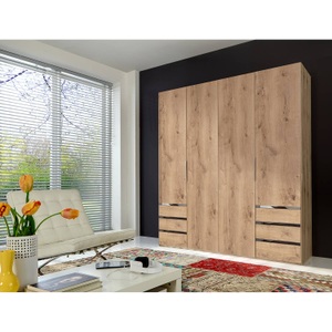 fresh to go, home24 Drehtuerenschrank Level 36A, MID.YOU Drehtürenschrank in eichefarben , Level 36A 200Cm Eiche Dekor , Metall, Kunststoff , 2 Fächer , 6 Schubladen , 200x216x58 cm , Dekorfolie,Nachbildung , 001787042503