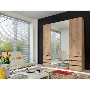 fresh to go, home24 Drehtuerenschrank Level 36A, MID.YOU Drehtürenschrank in eichefarben , Level 36A 200Cm Eiche Dekor , Kunststoff , 2 Fächer , 6 Schubladen , 200x216x58 cm , Dekorfolie,Nachbildung , umfangreiches Zubehör erhältlich, in verschiedenen Holzarten erhältlich, In verschiedenen Gr?