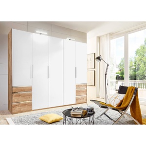 fresh to go, home24 Drehtuerenschrank Level 36A, MID.YOU Drehtürenschrank in weiss, eichefarben , Level 36A , Holzwerkstoff , 6 Fächer , 6 Schubladen , 250x236x58 cm , Dekorfolie,Dekorfolie,Nachbildung,Nachbildung , umfangreiches Zubehör erhältlich, In verschiedenen Grössen erhältlich, in ver