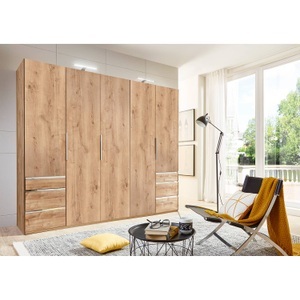 fresh to go, home24 Drehtuerenschrank Level 36A, MID.YOU Drehtürenschrank in eichefarben , Level 36A 250Cm Eiche Dekor , Metall, Kunststoff , 3 Fächer , 6 Schubladen , 250x216x58 cm , Dekorfolie,Nachbildung , 001787048703