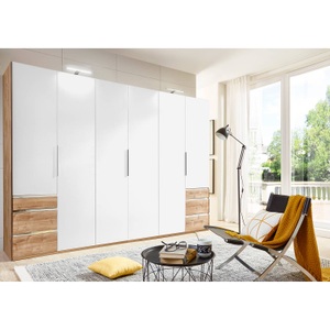 fresh to go, home24 Drehtuerenschrank Level 36A, MID.YOU Drehtürenschrank in weiss, eichefarben , Level 36A 300Cm Weiss/Eiche , Metall , 3 Fächer , 6 Schubladen , 300x216x58 cm , Dekorfolie,Nachbildung , umfangreiches Zubehör erhältlich, In verschiedenen Grössen erhältlich, in verschiedenen H