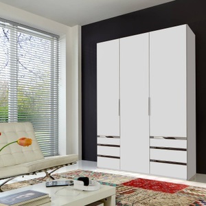 fresh to go, home24 Drehtuerenschrank Level 36A, MID.YOU Drehtürenschrank in weiss , Level 36A 150Cm Weiss , Metall, Kunststoff , 2 Fächer , 6 Schubladen , 150x216x58 cm , Dekorfolie,Nachbildung , 001787040701