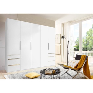 fresh to go, home24 Drehtuerenschrank Level 36A, MID.YOU Drehtürenschrank in weiss , Level 36A 250Cm Weiss , Metall, Kunststoff , 3 Fächer , 6 Schubladen , 250x216x58 cm , Dekorfolie,Nachbildung , 001787048701
