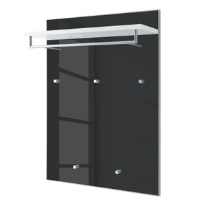 Voss, home24 Garderobenpaneel Alavere IV, Novel Garderobenpaneel 80/109/27 cm , Santina , Anthrazit, weiss , Glas, Holzwerkstoff , 80x109x27 cm , lackiert,glänzend,Nachbildung , Aufhängemöglichkeit, Kleiderstange , 001529004042