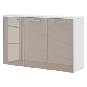 Voss, home24 Schuhkommode Alavere VI, Novel Hängeschuhschrank 126/83/37 cm , Ventina , Weiss, Taupe , Holzwerkstoff , 126x83x37 cm , lackiert,rückseitig lackiert,Nachbildung , Typenauswahl, Beimöbel erhältlich, hängend , 001529004105