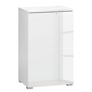 Fredriks, home24 Kommode Larado I, HBZ Kommode »Spice Weiss Hochglanz, BxHxT 50x80x40 cm«, Kommode mit 1 Tür und 1 Einlegeboden verstellbar