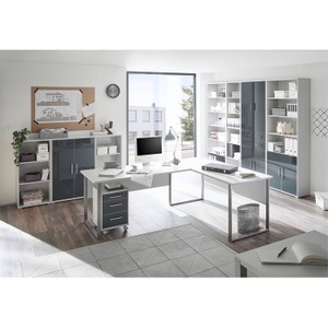 Fredriks, home24 Aktenschrank Tux II, Livetastic Aktenschrank 78/114/35 cm , Office Lux , Graphitfarben, Hellgrau , Holzwerkstoff , 2 Fächer , 78x114x35 cm , Dekorfolie,lackiert,Nachbildung , 000887039608