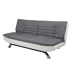 Fredriks, home24 Schlafsofa Faith, MID.YOU Schlafsofa in textil grau, weiss , Faith , 196x91x98 cm , verchromt,Webstoff,Lederlook , Liegefunktion, Rückenfutter , 001749020502
