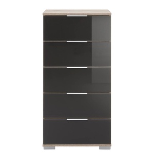 Wimex, home24 Schubladenkommode Lingga II, Livetastic Kommode 49/102/41 cm , Easy Plus C , Grau, Eichefarben , Metall , 5 Schubladen , 49x102x41 cm , sägerau, Dekorfolie,Nachbildung , Typenauswahl, Beimöbel erhältlich , 001787046057