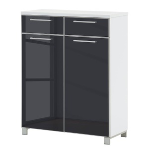 Voss, home24 Schuhkommode Alavere I, Novel Schuhschrank 84/108/37 cm , Santina , Anthrazit, Weiss , Metall , 2 Schubladen , 84x108x37 cm , lackiert,glänzend,Nachbildung , Typenauswahl, Beimöbel erhältlich , 001529004039