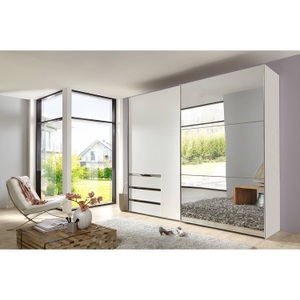 Wimex, home24 Schwebetuerenschrank level 36A, MID.YOU Schwebetürenschrank in weiss , Level 36A 250Cm Weiss/Spiegel , Metall , 3 Fächer , 3 Schubladen , 250x216x65 cm , Dekorfolie,Nachbildung , umfangreiches Zubehör erhältlich, In verschiedenen Grössen erhältlich, in verschiedenen Holzdekor