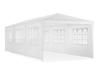 Ruby, Gartenpavillon 3 x 9 m weiss inkl. 8 Seitenwände