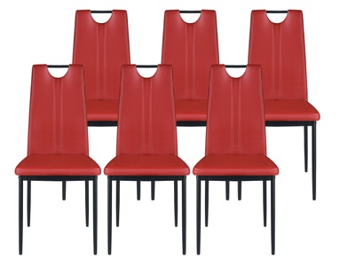 Ruby, Esszimmerstuhl IVO rot im 6er-Set, Esszimmerstuhl Leder IVO 6er Set rot
