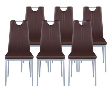 Ruby, Esszimmerstuhl IVO braun im 6er-Set, Esszimmerstuhl Leder IVO 6er Set braun