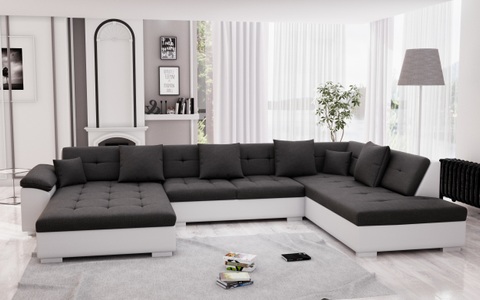 Sofas Kalm, Sofa ARIA links grau/weiss, Ecksofa ARIA links anthrazit/weiss