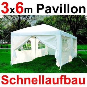 Nicole, Gartenpavillon Partyzelt 6 x 3 x 3 m weiss