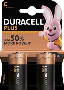 Batterien, DURACELL Plus Power Batterien MN1400 C / LR14 2 Stk., Handyhülle mit Band iPhone 14 Pro Max schwarz