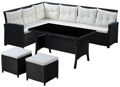 R - Regale, Regal 100 x 50 x 200 cm, Rattanlounge CANNES schwarz/beige