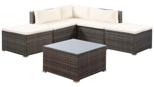 Ruby Ipro, Rattanlounge FARO grau, Rattanlounge FARO grau/beige