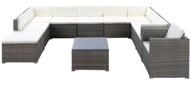 Ruby Ipro, Rattanlounge SANTORINI grau