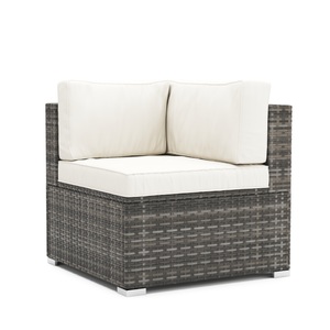 Ruby Ipro, Eckteil Rattanlounge KRETA grau / weiss, Eckteil Rattanlounge KRETA grau/weiss