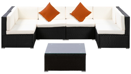 Ruby Ipro, Rattanlounge RAVENNA schwarz, Rattanlounge RAVENNA schwarz/beige
