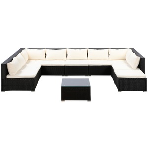 Ruby Ipro, Rattanlounge COLOMBO schwarz, Rattanlounge COLOMBO schwarz/weiss