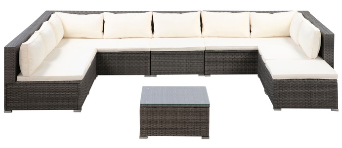 Ruby Ipro, Rattanlounge COLOMBO grau, Rattanlounge COLOMBO grau/weiss