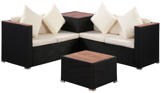 Ruby Ipro, Rattanlounge SENJA schwarz, Rattanlounge SENJA schwarz/beige