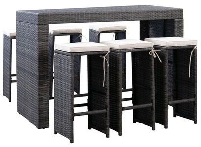 Ruby Ipro, Rattan Bar Set grau, Rattan Bar Set ANDORRA grau