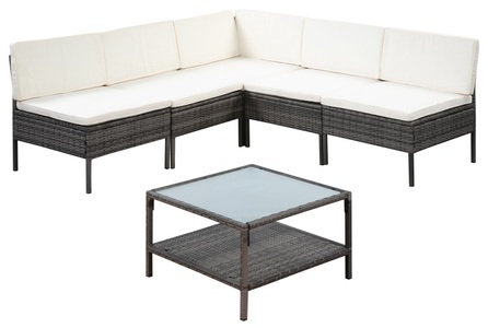 Ruby Ipro, Rattanlounge RIVERA grau, Rattanlounge RIVERA grau/beige