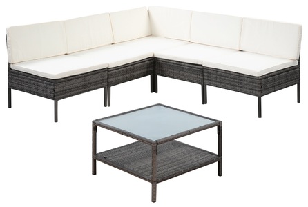 Ruby Ipro, Rattanlounge RIVERA grau, Rattanlounge RIVERA grau/beige