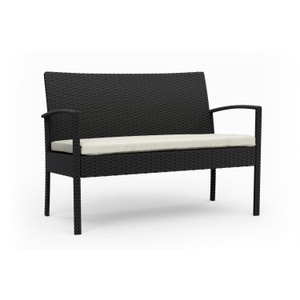 Mark Sunl, Rattan Gartenbank schwarz, Gartenbank Rattan 108 cm schwarz