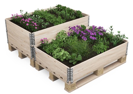 Paletten, Hochbeet 2er SET mit Paletten, Hochbeet mit 2 Paletten Holz 120 x 80 x 34 cm