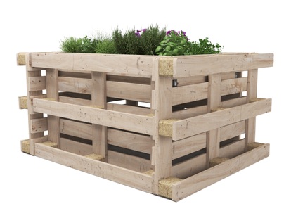 Paletten, Hochbeet SET mit vier Paletten, Hochbeet mit 4 Paletten Holz 149 x 120 x 80 cm