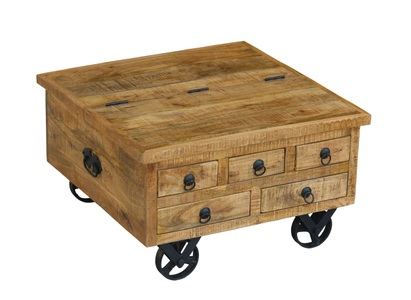 Pat Möbel, Beistelltisch Vintage PITT, Beistelltisch Holz Vintage PITT mit Rollen