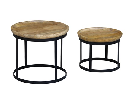 Pat Möbel, Beistelltisch HATHAWAY 2er Set, Beistelltisch Holz HATHAWAY rund 2-teilig