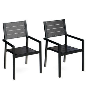 Chen Poly, Stuhl Polywood 2er Set schwarz, Gartenstuhl PELO 2er Set schwarz