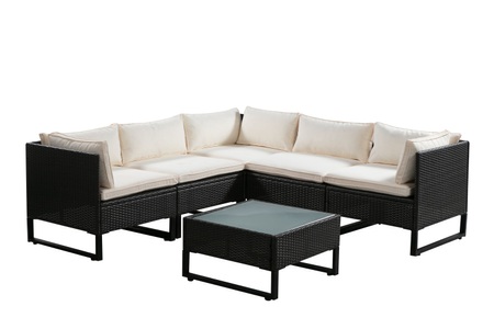 R - Ipro, Rattanlounge CAPITOLA braun / weiss, Rattanlounge CAPITOLA braun/weiss