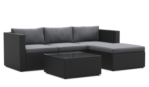 R - Ipro, Rattanlounge MALIBU schwarz / anthrazit, Rattanlounge MALIBU schwarz/anthrazit