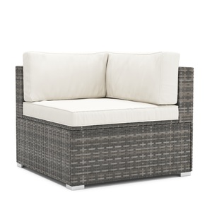 R - Ipro, Eckteil Rattanlounge LINDOS grau / weiss, Eckteil Rattanlounge LINDOS grau/weiss